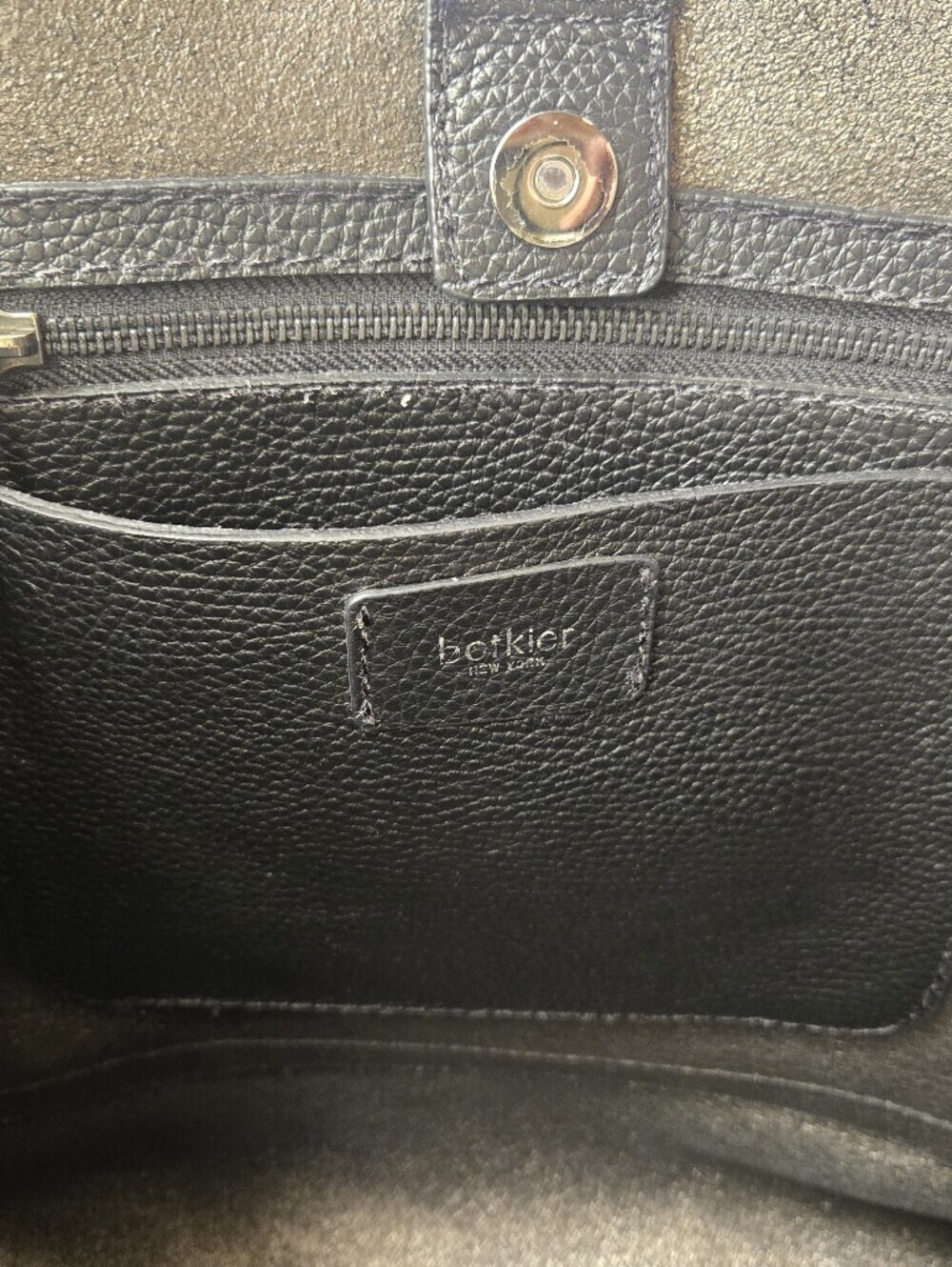 Botkier Soho Unique Zip Accent Black Pebbled Leather Shoulder Tote Bag Large - Picture 7 of 15